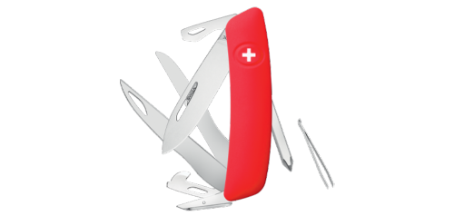 SWIZA - Couteau suisse 12 fonctions - D08 Rouge
