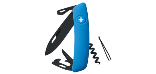 SWIZA - Couteau suisse 11 fonctions - D03 Allblack Bleu