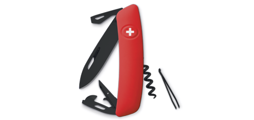 SWIZA - Couteau suisse 11 fonctions - D03 Allblack Rouge