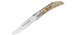 LE CAMARGUAIS - Couteau pliant artisanal - Trident forgé n°12 - Corne de bélier