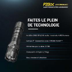 NITECORE - Lampe torche puissante rechargeable P20IX - 4000 lumens