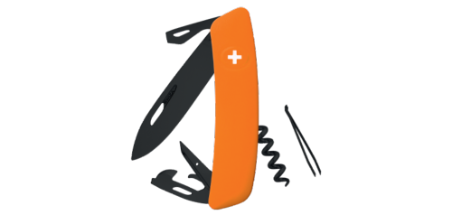 SWIZA - Couteau suisse 11 fonctions - D03 Allblack Orange