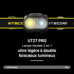 NITECORE - Lampe frontale rechargeable UT27 - 520 lumens - 2 batteries