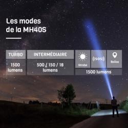 NITECORE - Lampe torche rechargeable longue portée MH40S - 1500 lumens