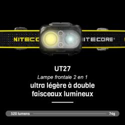 NITECORE - Lampe frontale rechargeable UT27 - 520 lumens - 1 batterie